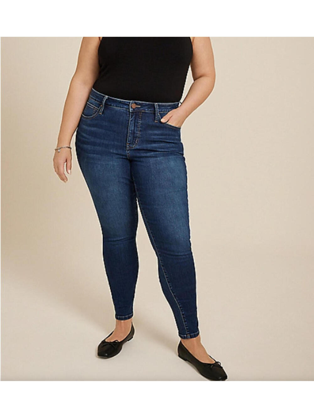 Maurices Jeans Plus Size 20 High Rise Skinny Dark Wash Frayed Raw Hem Stretch